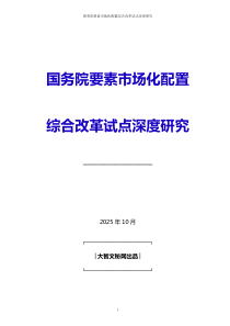 国务院要素市场化配置综合改革试点深度研究