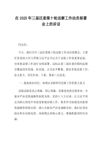 在2025年三届区委第十轮巡察工作动员部署会上的讲话