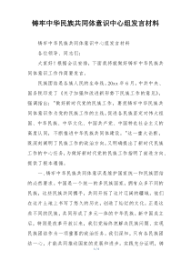 铸牢中华民族共同体意识中心组发言材料