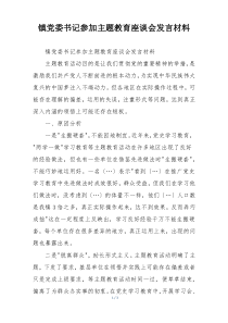 镇党委书记参加主题教育座谈会发言材料