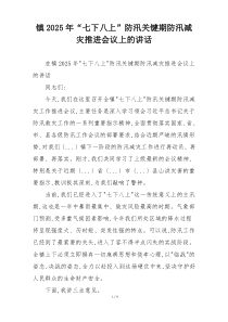 镇2025年“七下八上”防汛关键期防汛减灾推进会议上的讲话