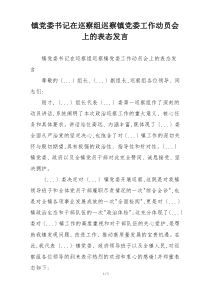 镇党委书记在巡察组巡察镇党委工作动员会上的表态发言