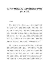 在2025年区党工委扩大会议暨党建工作专题会上的讲话