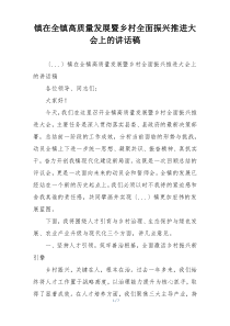 镇在全镇高质量发展暨乡村全面振兴推进大会上的讲话稿