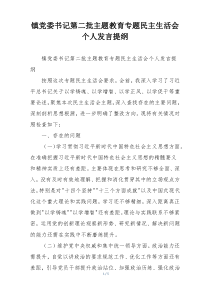 镇党委书记第二批主题教育专题民主生活会个人发言提纲