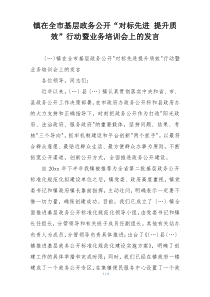 镇在全市基层政务公开“对标先进 提升质效”行动暨业务培训会上的发言