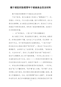 镇干部驻村助理青年干部座谈会发言材料