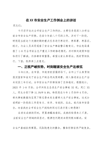 在2025年市安全生产工作例会上的讲话