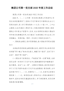 集团公司第一党支部2025年度工作总结
