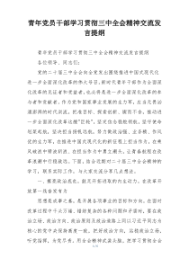 青年党员干部学习贯彻三中全会精神交流发言提纲