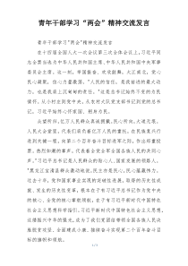 青年干部学习“两会”精神交流发言