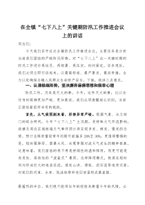 在全镇“七下八上”关键期防汛工作推进会议上的讲话