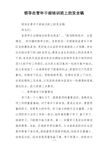 领导在青年干部培训班上的发言稿