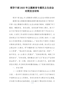领导干部2025年主题教育专题民主生活会对照发言材料