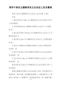 领导干部在主题教育民主生活会上发言整理