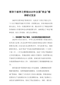 领导干部学习贯彻2025年全国“两会”精神研讨发言