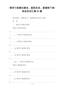 领导干部离任感言、就职发言、新提职干部表态发言汇集20篇