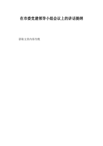 在市委党建领导小组会议上的讲话提纲