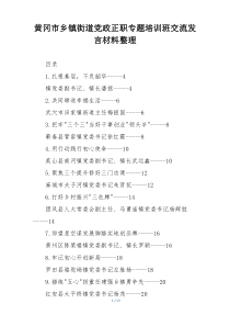 黄冈市乡镇街道党政正职专题培训班交流发言材料整理