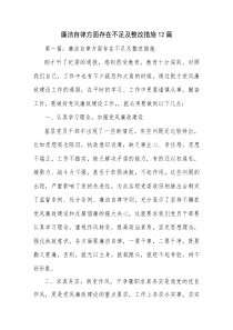 廉洁自律方面存在不足及整改措施12篇