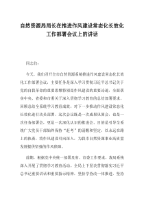 自然资源局局长在推进作风建设常态化长效化工作部署会议上的讲话