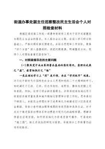 街道办事处副主任巡察整改民主生活会个人对照检查材料