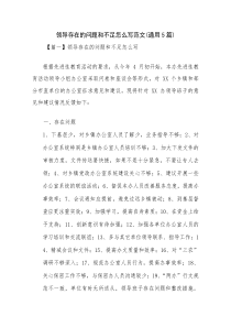 领导存在的问题和不足怎么写范文(通用5篇)