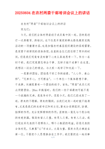 20250604在农村两委干部培训会议上的讲话