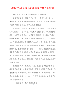 2025年XX区委书记在区委全会上的讲话