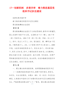 17—创新机制  多措并举  着力推进基层党组织书记队伍建设