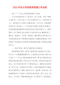201X年台山市民政局党建工作总结
