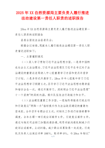 2025年XX自然资源局主要负责人履行推进法治建设第一责任人职责的述职报告