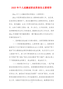2025年个人述廉述职述责报告主要领导