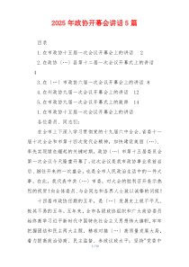 2025年政协开幕会讲话5篇
