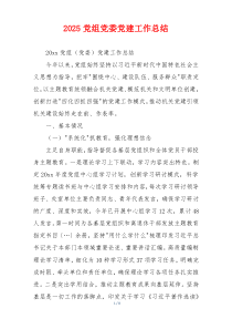 2025党组党委党建工作总结
