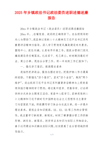 2025年乡镇政法书记政法委员述职述德述廉报告