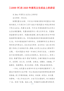 [12000字]在2025年度民主生活会上的讲话