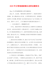 2025年分管城建副镇长述职述廉报告