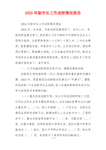 2025年副市长工作述职情况报告