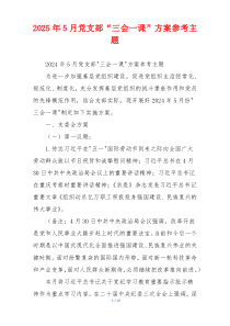 2025年5月党支部“三会一课”方案参考主题