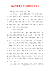2025年县委政治生态情况分析报告