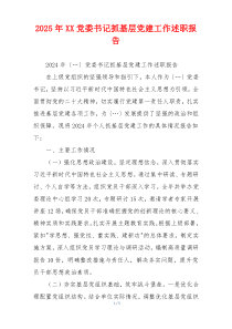 2025年XX党委书记抓基层党建工作述职报告