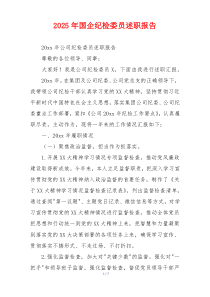 2025年国企纪检委员述职报告