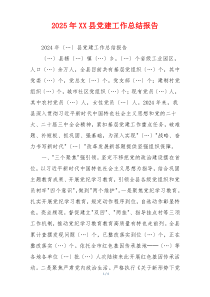 2025年XX县党建工作总结报告