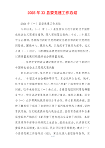 2025年XX县委党建工作总结