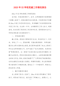 2025年XX学校党建工作情况报告