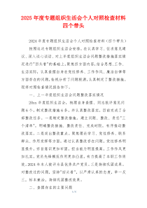2025年度专题组织生活会个人对照检查材料四个带头
