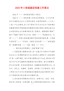 2025年X街道基层党建工作要点