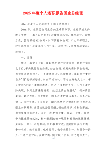 2025年度个人述职报告国企总经理