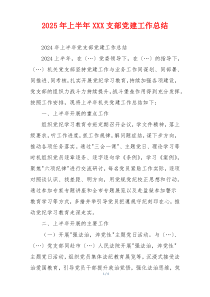 2025年上半年XXX支部党建工作总结